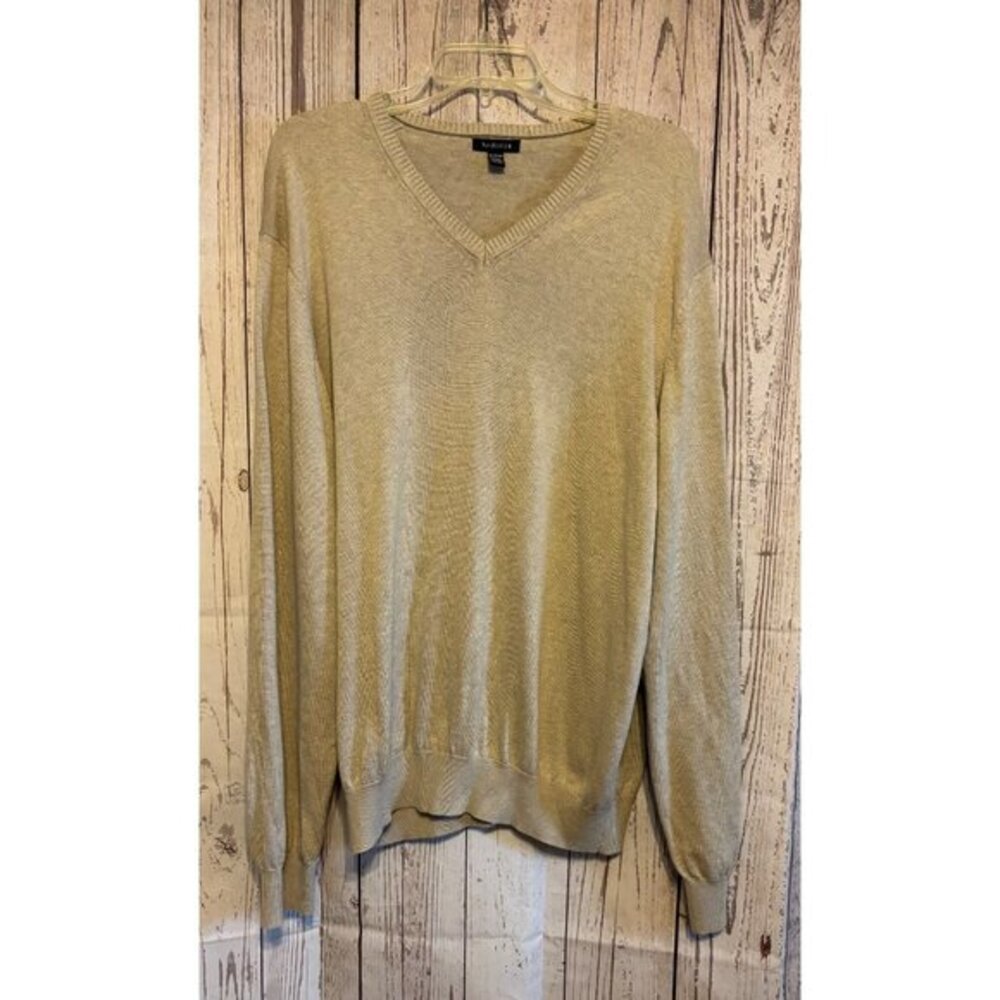 VanHeusen Vintage Men’s 80’s V neck Beige Pullover Sweater Size XXL